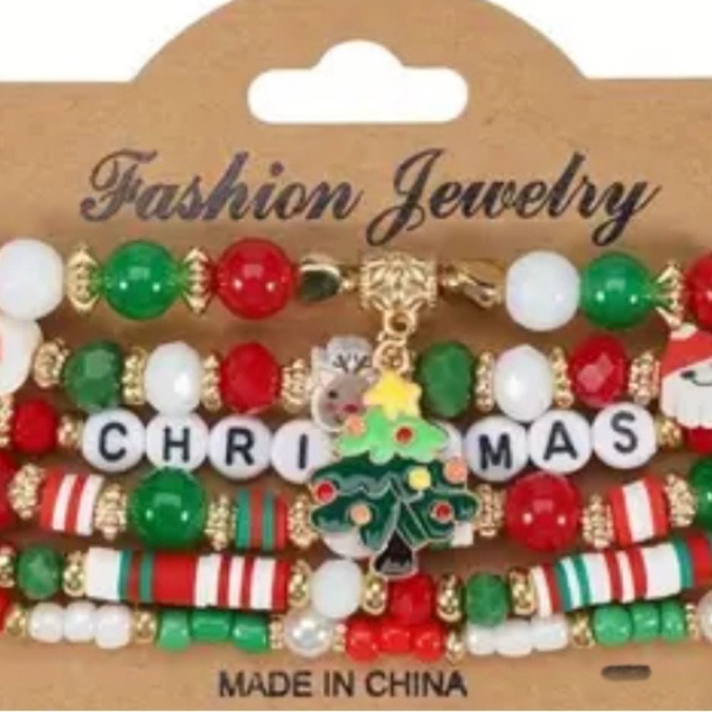 Christmas Themed Beaded Bracelet Set‎